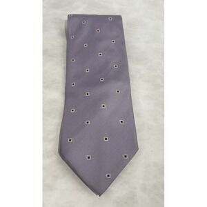 Ermenegildo Zegna Lavender Silk Tie Made in Italy Geometric Squares Classic‎